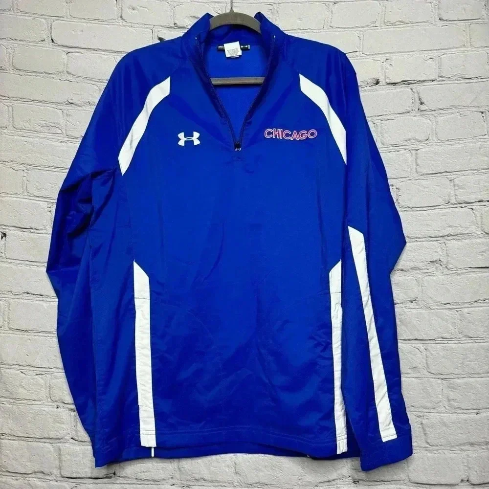 Under Armour Men’s Blue Chicago 1/4 Zip Pullover Lightweight Jacket size Medium